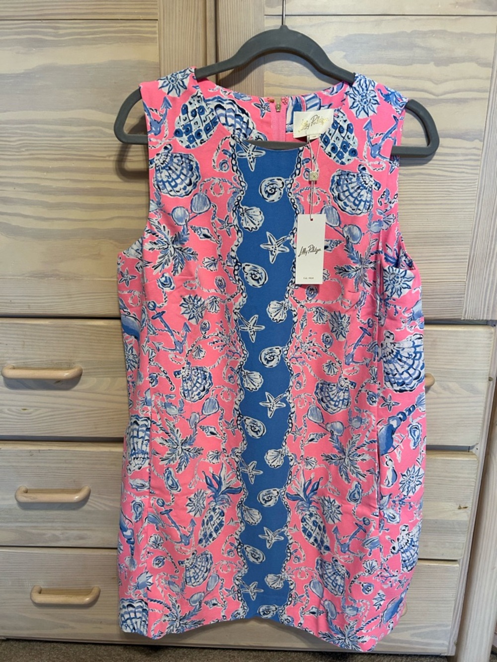 Lilly Pulitzer Pink and Blue Shell-Print Shift Dress
